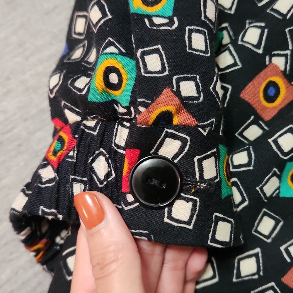 RARE!! Vintage 80's Funky Print Matching Midi Maxi Skirt & Button Up Blouse Set - Picture 17 of 17